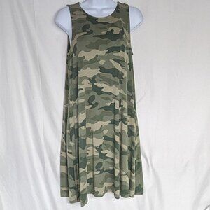 Camo sleeveless jersey-knit swing mini dress medium Old Navy EUC
